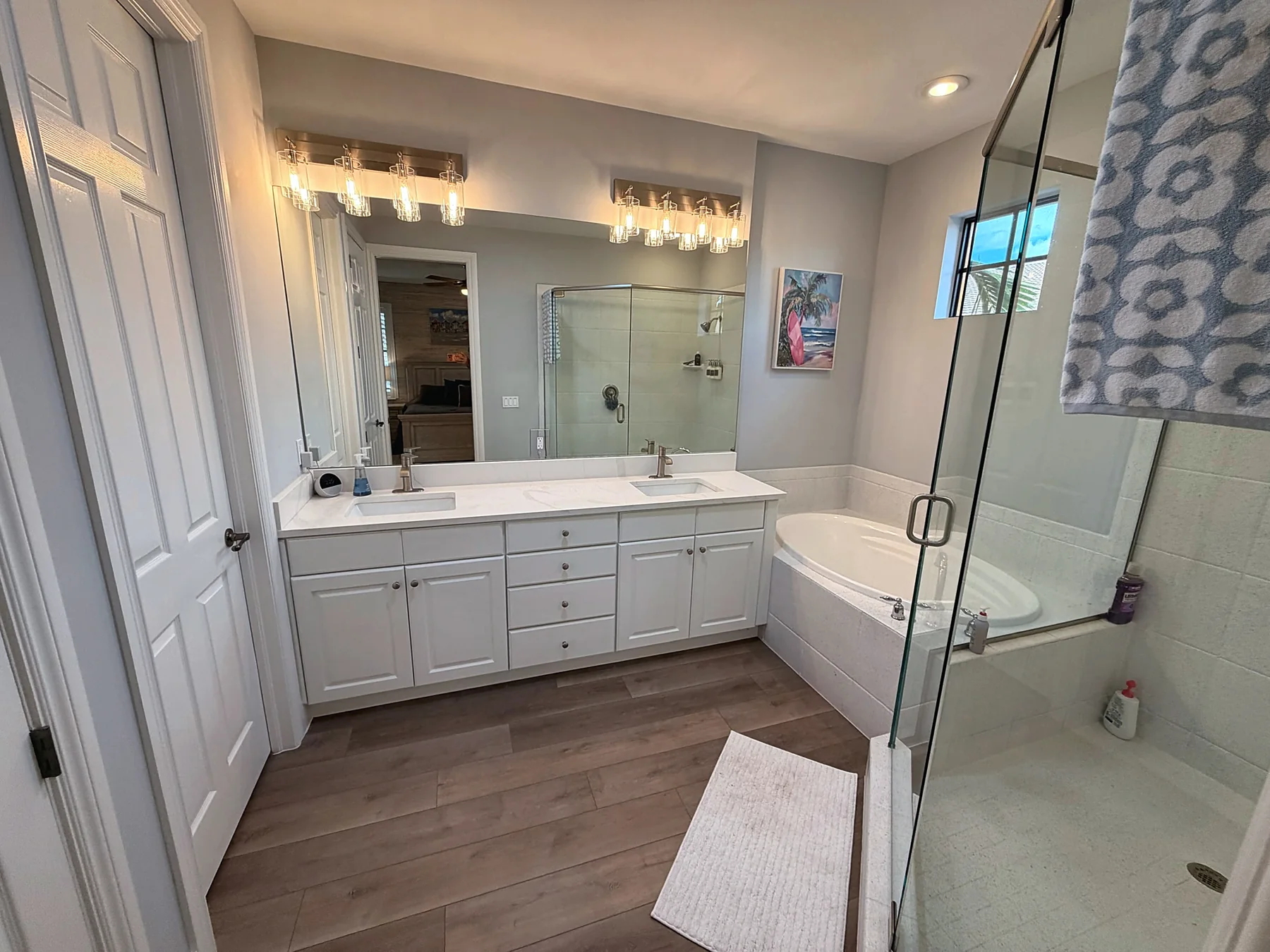 Primary bathroom with soaking tub and shower